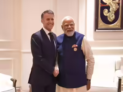 delhi prime minister narendra modi holds meeting with french president emmanuel macron
