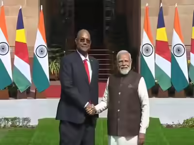 prime minister narendra modi meets seychelles president patrick herminie