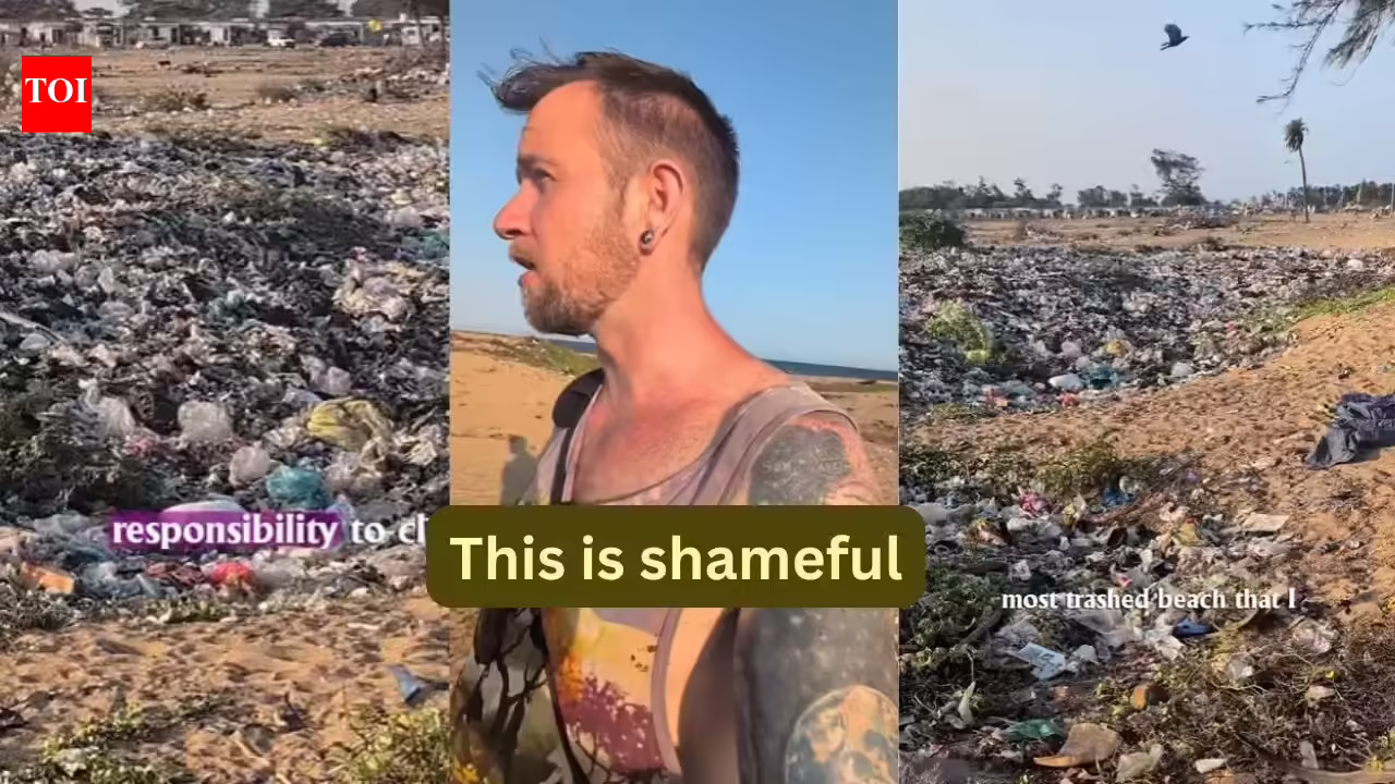 “Pick up your trash. This is shameful”; foreign vlogger slams people for polluting this historic beach in South India